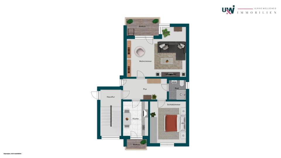 Etagenwohnung Düsseldorf Stadtbezirk 10 - 2 Zimmer, 62 m&sup2;, 682&euro; | Angebot:27547808