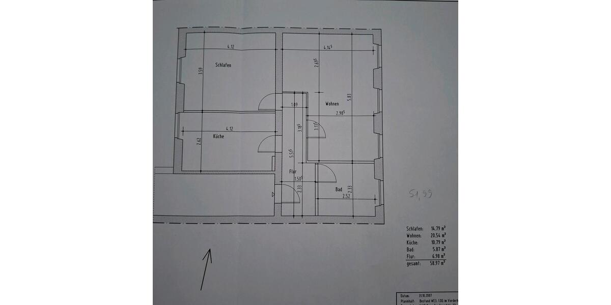 Etagenwohnung Krefeld - 2 Zimmer, 59 m&sup2;, 580&euro; | Angebot:27549143