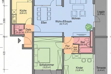 Wohnung Ratingen Tiefenbroich - 3 Zimmer, 90 m&sup2;, 770&euro; | Angebot:27550950