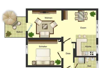 Wohnung Duisburg Angerhausen - 2 Zimmer, 57 m&sup2;, 519&euro; | Angebot:27520629
