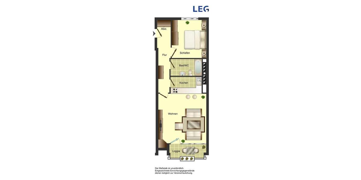Etagenwohnung Duisburg Essenberg - 2 Zimmer, 60 m&sup2;, 333&euro; | Angebot:17038380