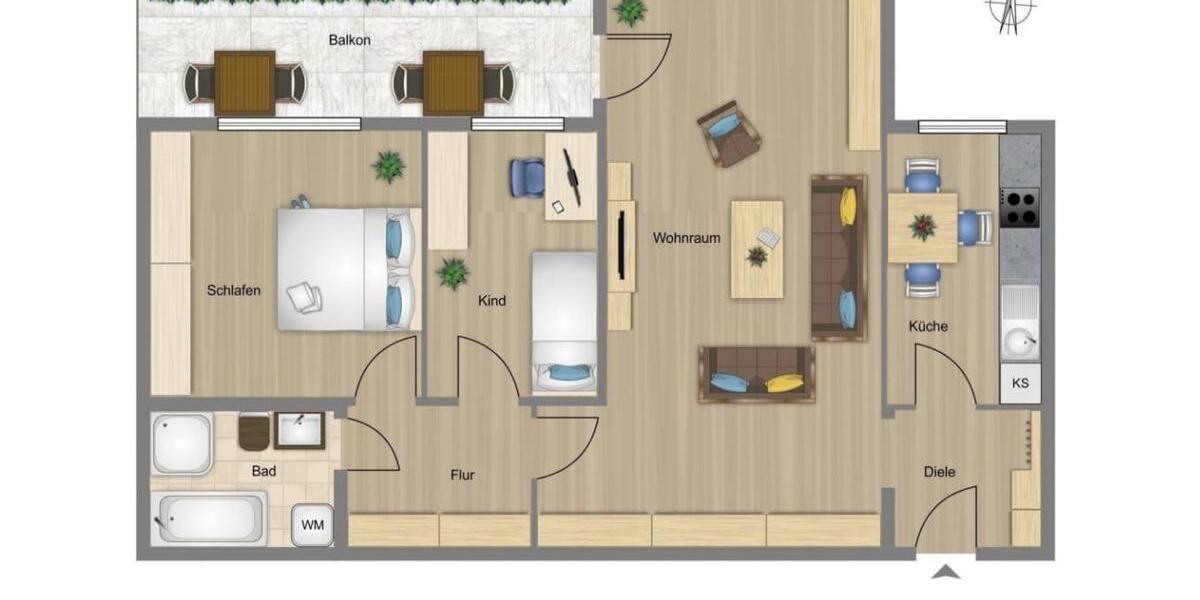 Etagenwohnung Bergheim - 3 Zimmer, 82 m&sup2;, 86.000&euro; | Angebot:27197372