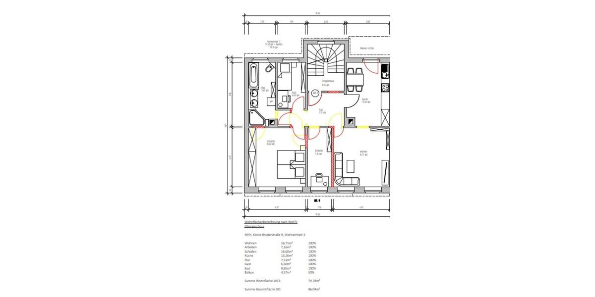 Etagenwohnung Düsseldorf Stadtbezirk 6 - 3 Zimmer, 80 m&sup2;, 622&euro; | Angebot:24703908