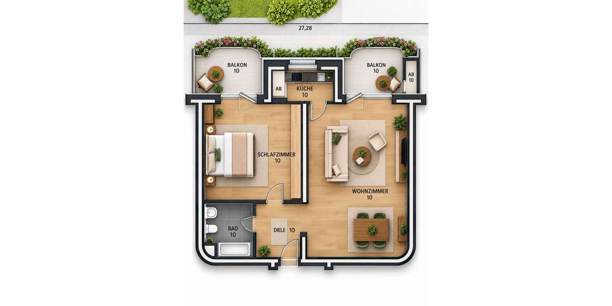 Etagenwohnung Düsseldorf Niederkassel - 2 Zimmer, 68 m&sup2;, 450.000&euro; | Angebot:27511928