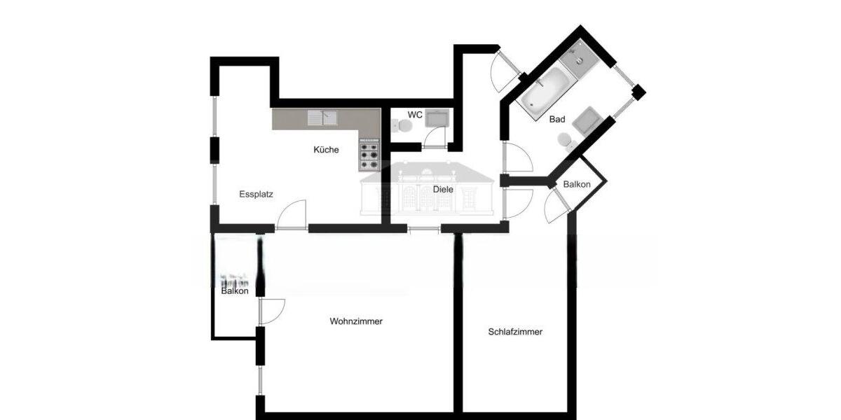 Etagenwohnung Krefeld - 2 Zimmer, 74 m&sup2;, 800&euro; | Angebot:27543382