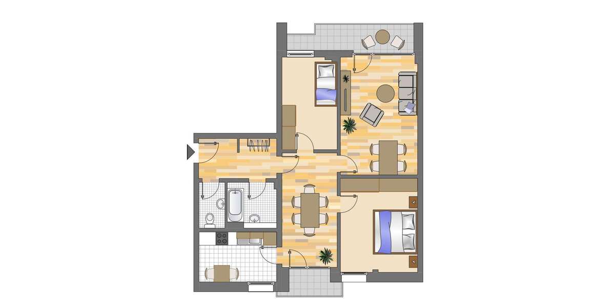 Etagenwohnung Düsseldorf Hassels - 3 Zimmer, 80 m&sup2;, 1.004&euro; | Angebot:27485579