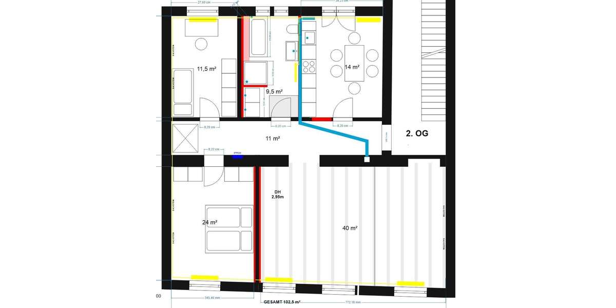 Etagenwohnung Düsseldorf Flingern Nord - 3 Zimmer, 103 m&sup2;, 1.815&euro; | Angebot:27556897