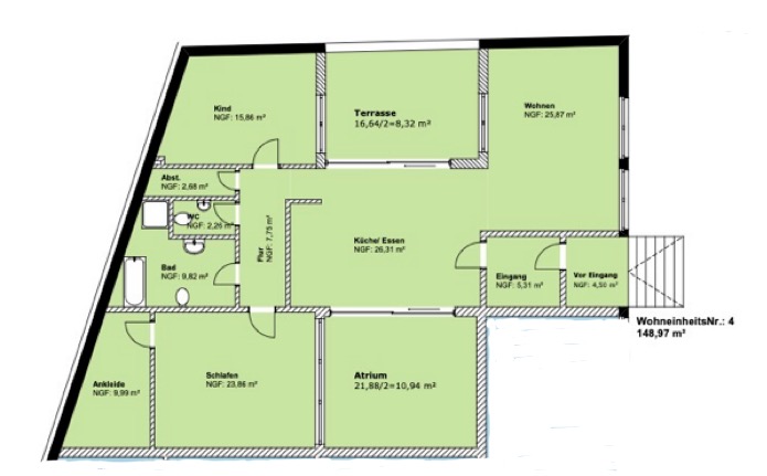 Wohnen auf einer Ebene Moderne, hochwertige 3 Zimmer-Wohnung mit Bungalow-Charakter - Erdgeschoßwohnung Düsseldorf Heerdt | Angebot:27496473