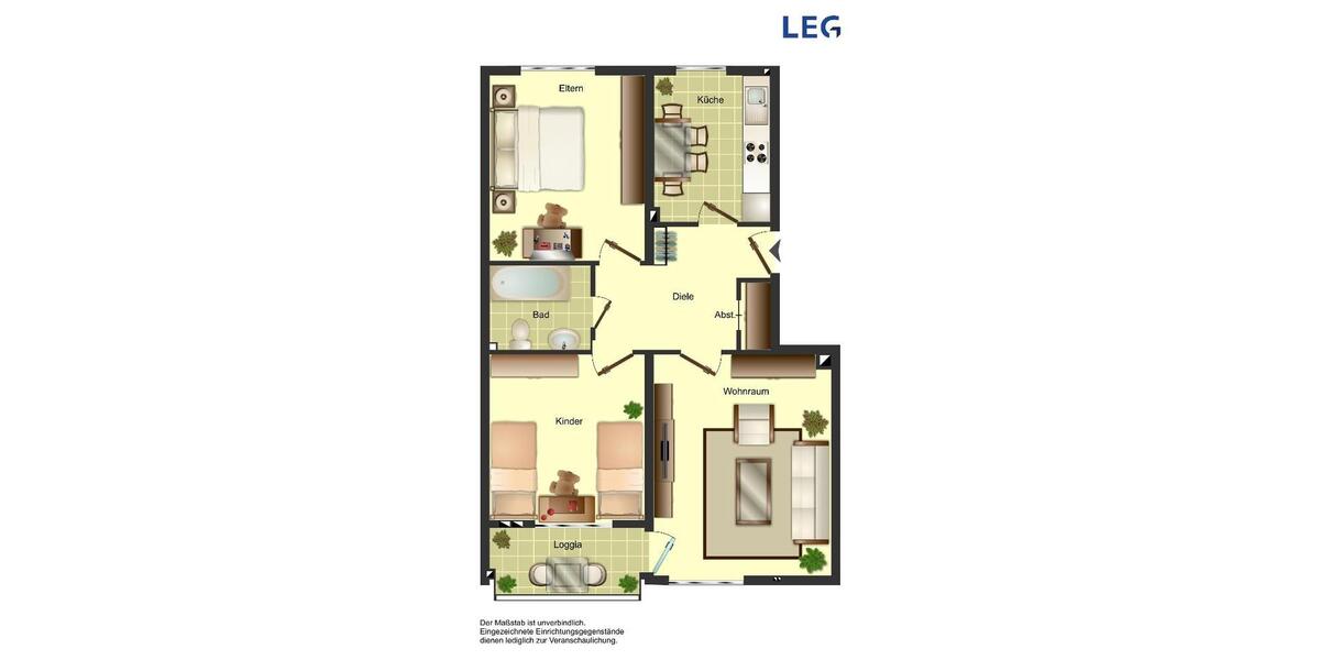 Etagenwohnung Duisburg Angerhausen - 3 Zimmer, 71 m&sup2;, 619&euro; | Angebot:17548536