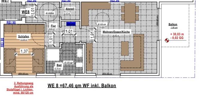 Etagenwohnung Moers Schwafheim - 2 Zimmer, 68 m&sup2;, 1.110&euro; | Angebot:27539605